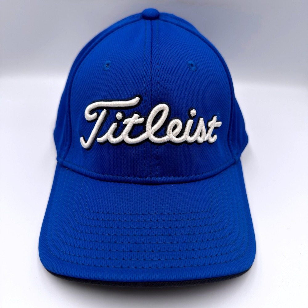 Titleist New Era A-Flex Golf Hat Royal Blue Mesh Performance Cap Mens M/L